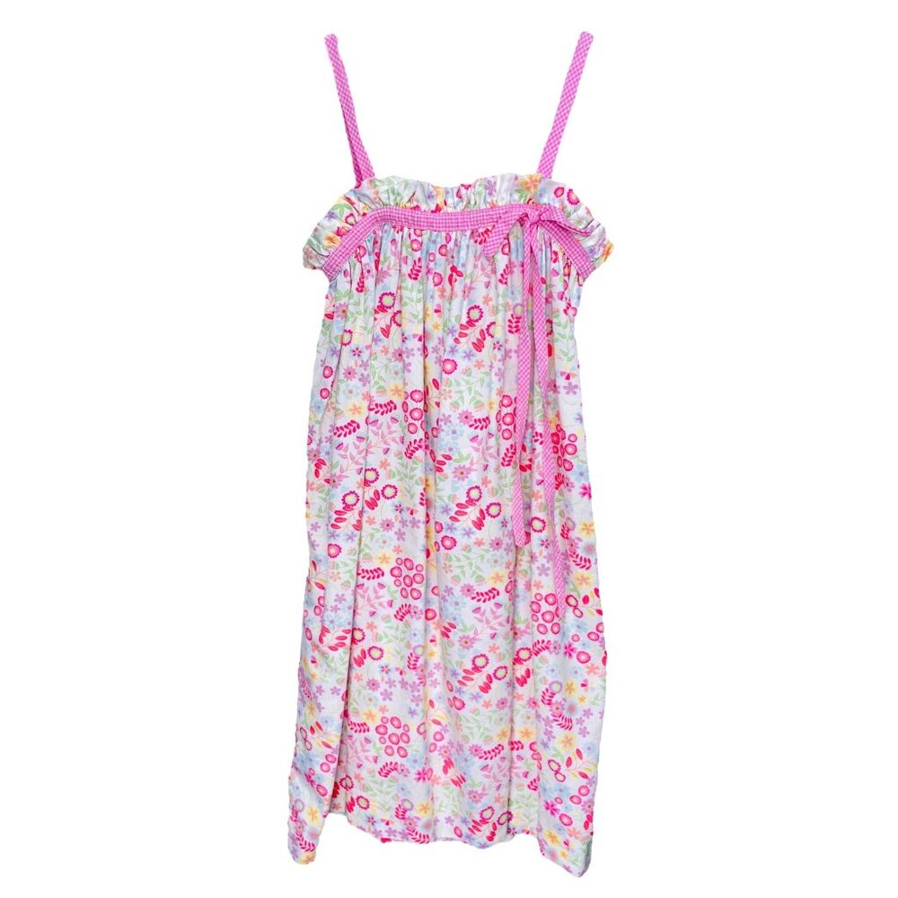 Orient Express Girls Pink Floral Sleeveless Ruffle Gathered Bow Dress 7